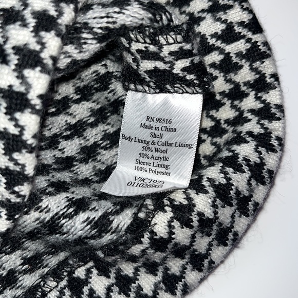 Coldwater Creek Wool Houndstooth Warm Long Sleeve Collared 3 Buttoned Jacket M - Picture 8 of 8